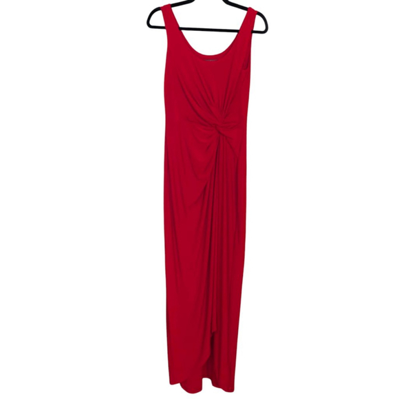 Lauren Ralph Lauren Red Sleeveless Maxi Dress Size 4 Knot Front Sheath - Picture 3 of 8